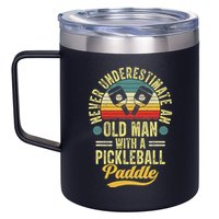 Never Underestimate An Old Man With A Pickleball Paddle 12oz Stainless Steel Coffee Mug