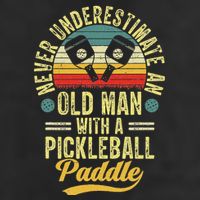 Never Underestimate An Old Man With A Pickleball Paddle Large Microfiber Waffle Golf Towel
