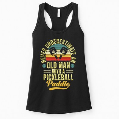 Never Underestimate An Old Man With A Pickleball Paddle Womens Tank Top
