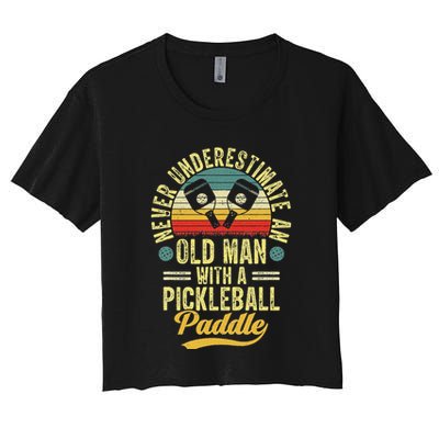 Never Underestimate An Old Man With A Pickleball Paddle Crop Top