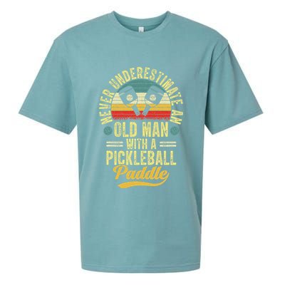 Never Underestimate An Old Man With A Pickleball Paddle Sueded Cloud Jersey T-Shirt