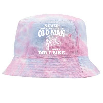 Never Underestimate An Old Man With A Dirt Bike Funny Gifts Tie-Dyed Bucket Hat