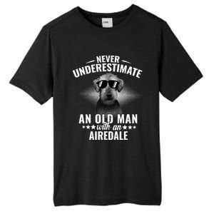 Never Underestimate An Old With Airedale Terrier Gift Tall Fusion ChromaSoft Performance T-Shirt