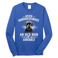 Never Underestimate An Old With Airedale Terrier Gift Long Sleeve Shirt