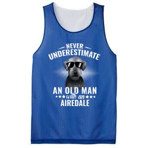 Never Underestimate An Old With Airedale Terrier Gift Mesh Reversible Basketball Jersey Tank