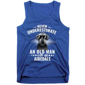 Never Underestimate An Old With Airedale Terrier Gift Tank Top