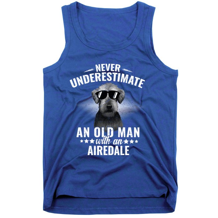 Never Underestimate An Old With Airedale Terrier Gift Tank Top