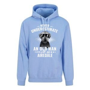 Never Underestimate An Old With Airedale Terrier Gift Unisex Surf Hoodie