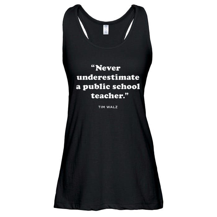 Never Underestimate A Public School Teacher Coach Quote Ladies Essential Flowy Tank