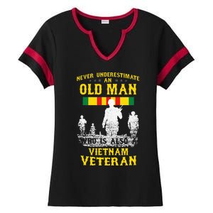 Never Underestimate An OLD MAN Vietnam Veteran Gift Ladies Halftime Notch Neck Tee