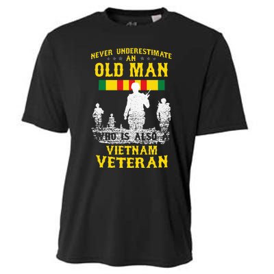 Never Underestimate An OLD MAN Vietnam Veteran Gift Cooling Performance Crew T-Shirt