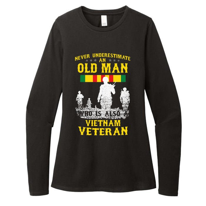 Never Underestimate An OLD MAN Vietnam Veteran Gift Womens CVC Long Sleeve Shirt