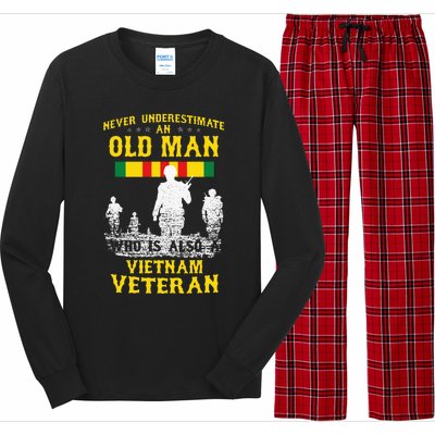 Never Underestimate An OLD MAN Vietnam Veteran Gift Long Sleeve Pajama Set