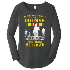 Never Underestimate An OLD MAN Vietnam Veteran Gift Women's Perfect Tri Tunic Long Sleeve Shirt