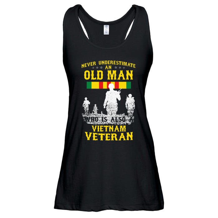 Never Underestimate An OLD MAN Vietnam Veteran Gift Ladies Essential Flowy Tank