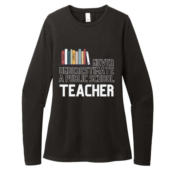 Never Underestimate A Public School Teacher Womens CVC Long Sleeve Shirt