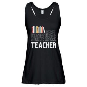 Never Underestimate A Public School Teacher Ladies Essential Flowy Tank