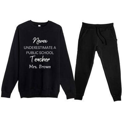 Never Underestimate A Public School Teacher Premium Crewneck Sweatsuit Set