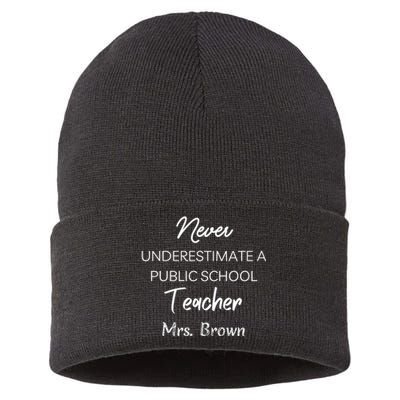 Never Underestimate A Public School Teacher Sustainable Knit Beanie