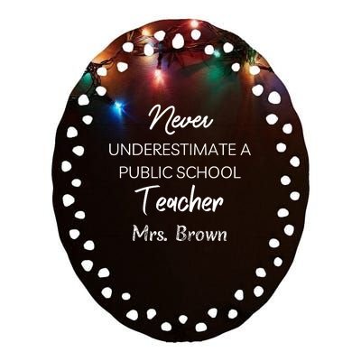 Never Underestimate A Public School Teacher Ceramic Oval Ornament