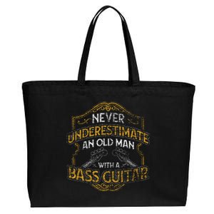 Never Underestimate An Old Man With A Bass Guitar Cotton Canvas Jumbo Tote