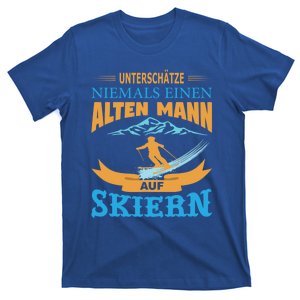 Never Underestimate An Old On Skis Winter Holidays Cool Gift T-Shirt