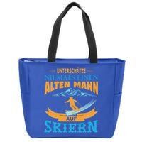 Never Underestimate An Old On Skis Winter Holidays Cool Gift Zip Tote Bag