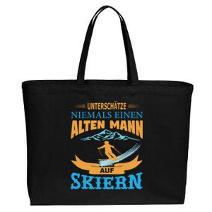 Never Underestimate An Old On Skis Winter Holidays Cool Gift Cotton Canvas Jumbo Tote