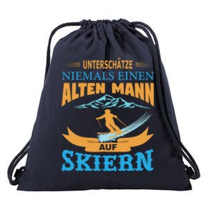 Never Underestimate An Old On Skis Winter Holidays Cool Gift Drawstring Bag