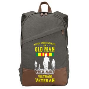 Never Underestimate An OLD MAN Vietnam Veteran Cotton Canvas Backpack