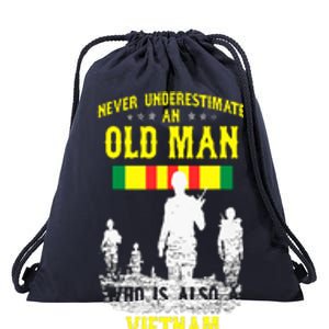 Never Underestimate An OLD MAN Vietnam Veteran Drawstring Bag