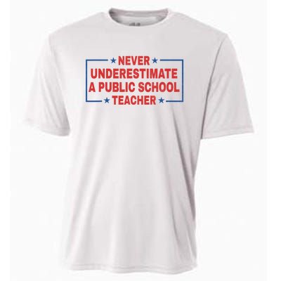 Never Underestimate A Public School Teacher Cooling Performance Crew T-Shirt