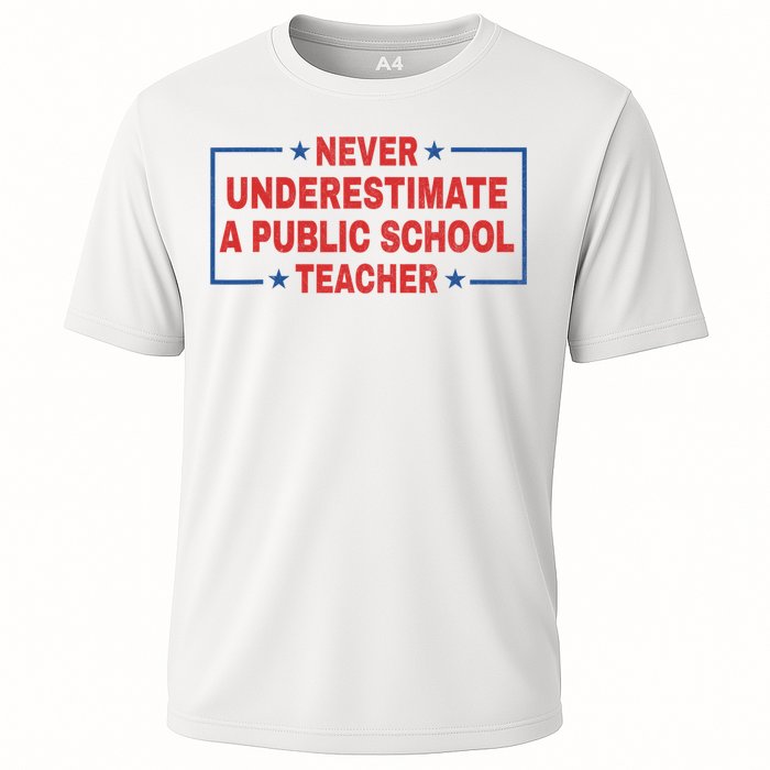 Never Underestimate A Public School Teacher Cooling Performance Crew T-Shirt