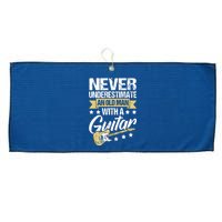 Never Underestimate An Old Man With A Guitar Guitar Large Microfiber Waffle Golf Towel