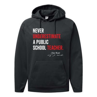 Never Underestimate A Public School Teacher Coach Quote Performance Fleece Hoodie