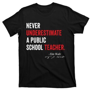 Never Underestimate A Public School Teacher Coach Quote T-Shirt