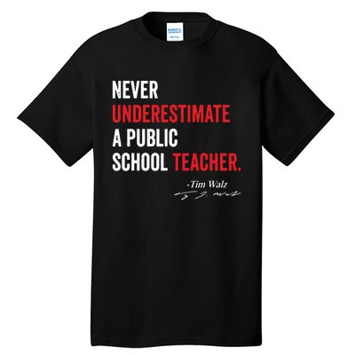 Never Underestimate A Public School Teacher Coach Quote Tall T-Shirt