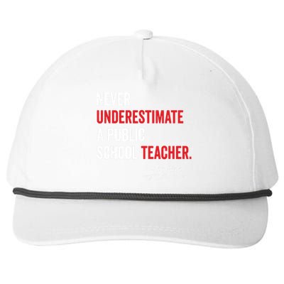 Never Underestimate A Public School Teacher Coach Quote Snapback Five-Panel Rope Hat