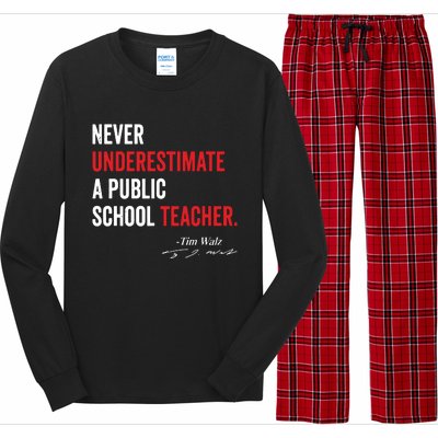 Never Underestimate A Public School Teacher Coach Quote Long Sleeve Pajama Set