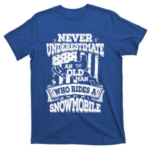 Never Underestimate An Old Snowmobile Snowmobiling Gift T-Shirt