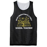 Never Underestimate A Public School Teacher Floral Books Mesh Reversible Basketball Jersey Tank