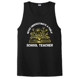 Never Underestimate A Public School Teacher Floral Books PosiCharge Competitor Tank