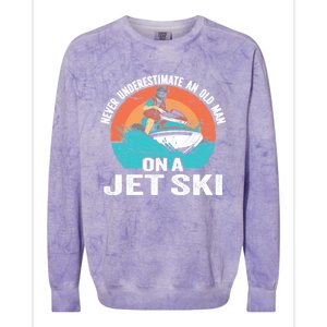 Never Underestimate And Old On A Jet Ski Gift Colorblast Crewneck Sweatshirt