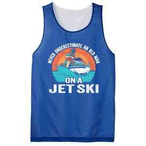 Never Underestimate And Old On A Jet Ski Gift Mesh Reversible Basketball Jersey Tank