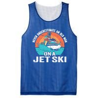 Never Underestimate And Old On A Jet Ski Gift Mesh Reversible Basketball Jersey Tank