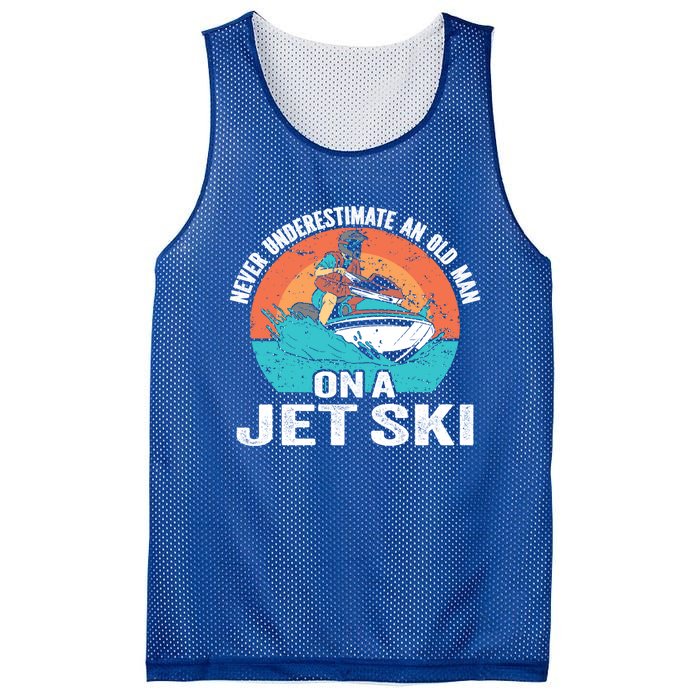 Never Underestimate And Old On A Jet Ski Gift Mesh Reversible Basketball Jersey Tank