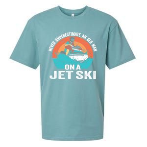 Never Underestimate And Old On A Jet Ski Gift Sueded Cloud Jersey T-Shirt