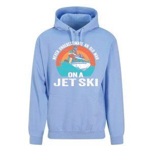 Never Underestimate And Old On A Jet Ski Gift Unisex Surf Hoodie