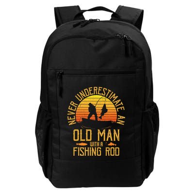 Never Underestimate An Old Man With A Fishing Rod Fisherman Backpack
