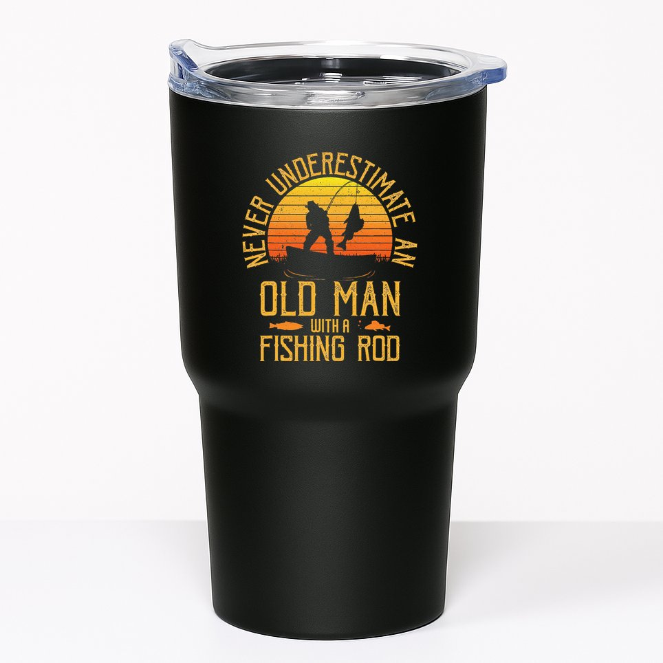 Never Underestimate An Old Man With A Fishing Rod Fisherman Tumbler